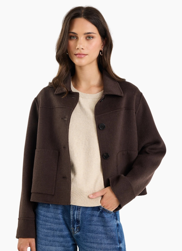 By Rosa Ranger Chocolate Marle Wool Blend Soft Jacket