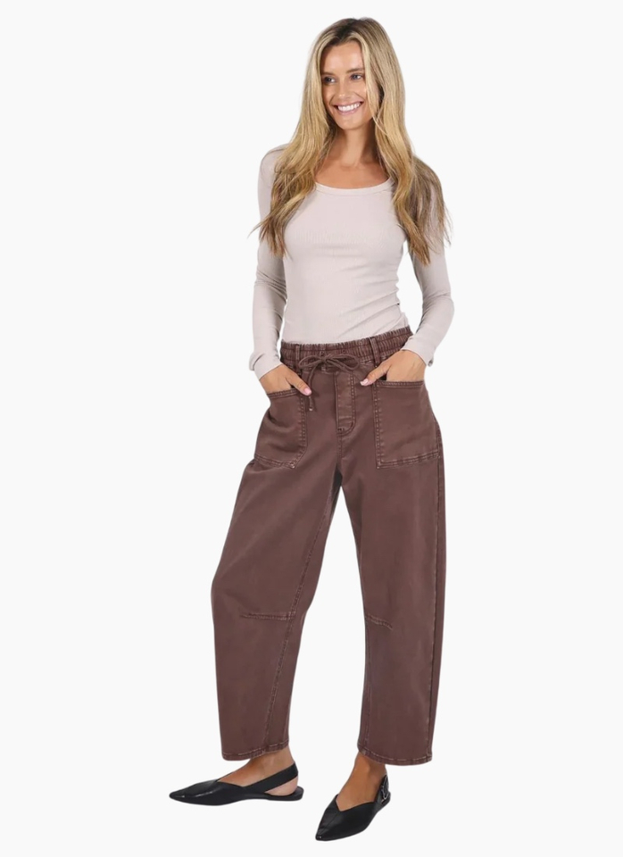 Monaco Leo Barrel Jeans - Chocolate