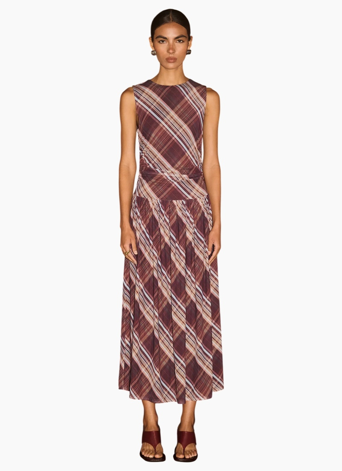 Staple the Label Arles Drop Waist Mesh Dress - Check