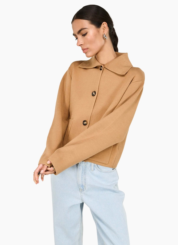 Staple the Label Aura Knit Barn Jacket - Caramel