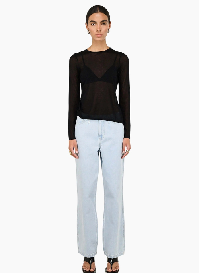 Staple the Label Leni Drawstring Sheer Knit - Black