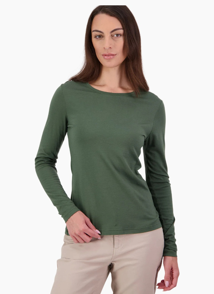 Swanndri Cass Long Sleeve Merino Top - Olive