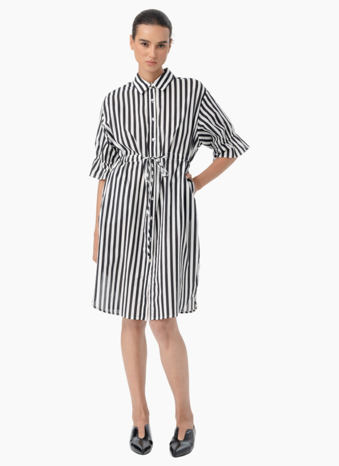Blacklist 3058 Vena Shirt Dress - Black Stripe