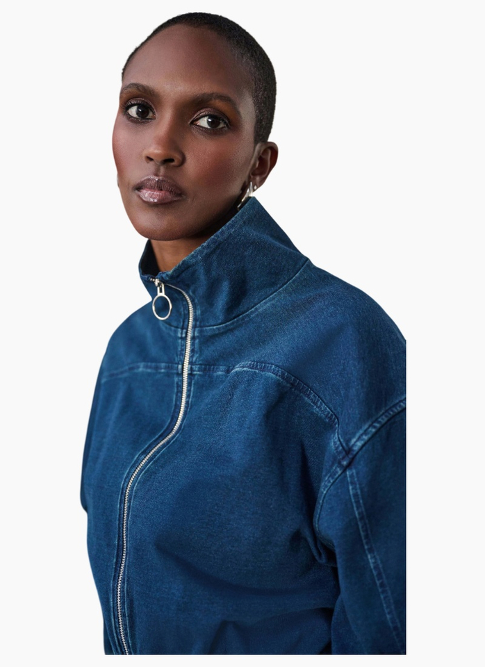 Joseph Ribkoff Denim Bomber Jacket-Denim