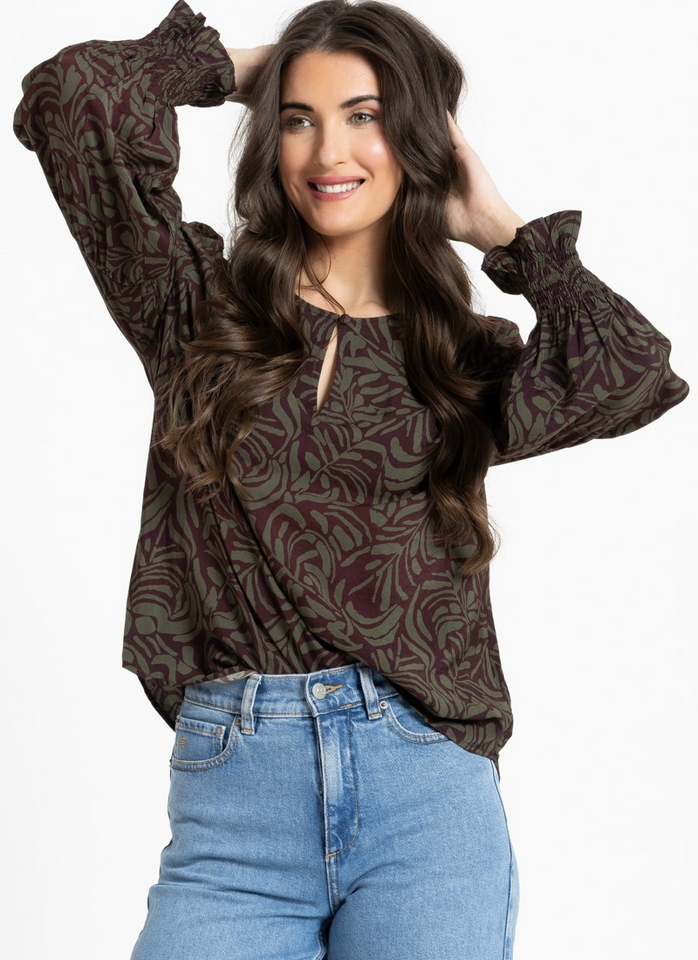 Seeking Lola Vienna Blouse - Olive Grove