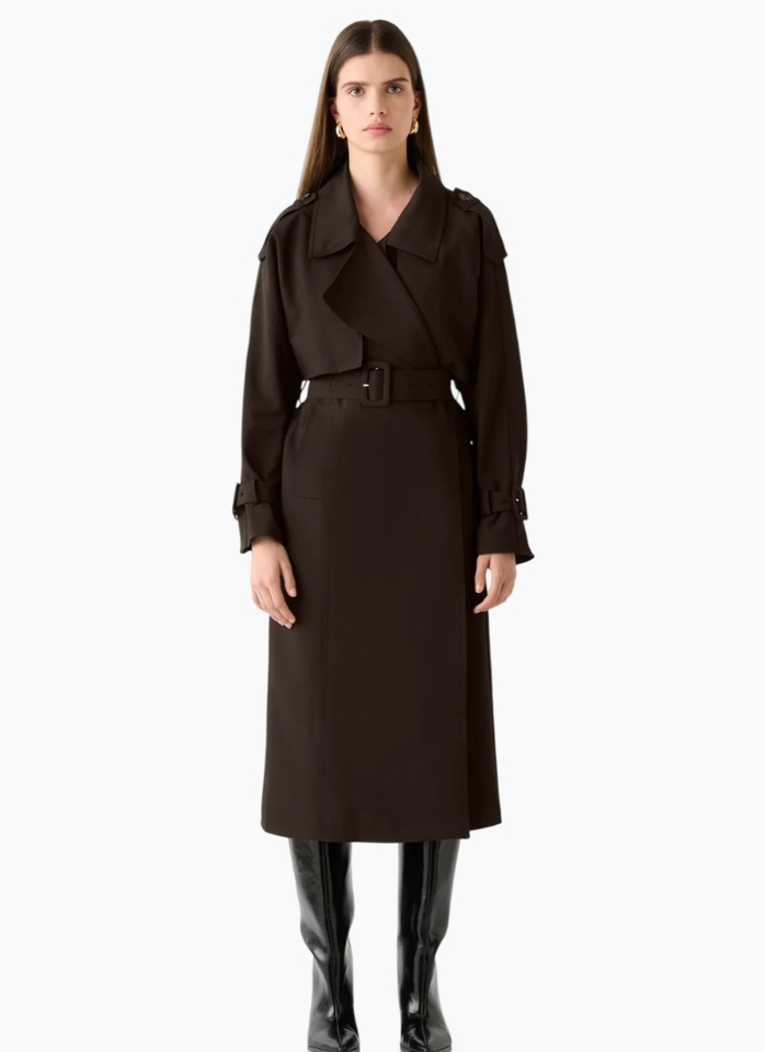 Esmaee Metro Trench Coat Chocolate