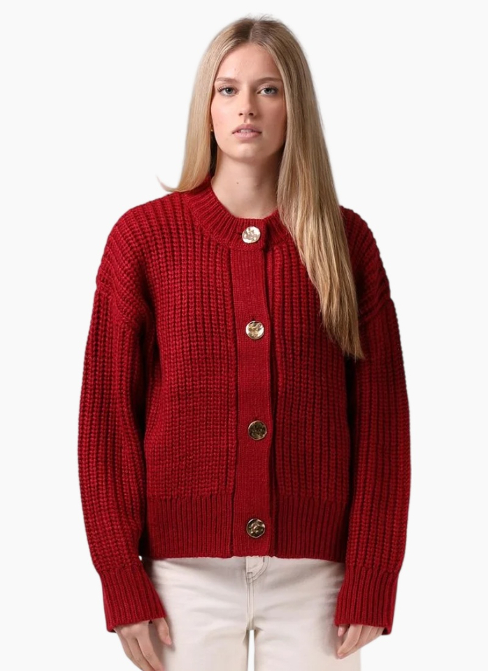 RPM Chunky Cardi - Red Plum