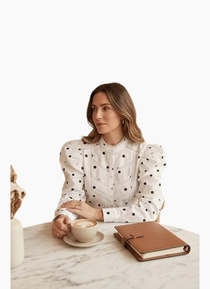 HARLEM Letitia Blouse - White/Black Spots