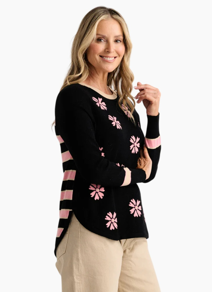 Zaket & Plover DAISY CHAIN JUMPER - Chocolate/Pink