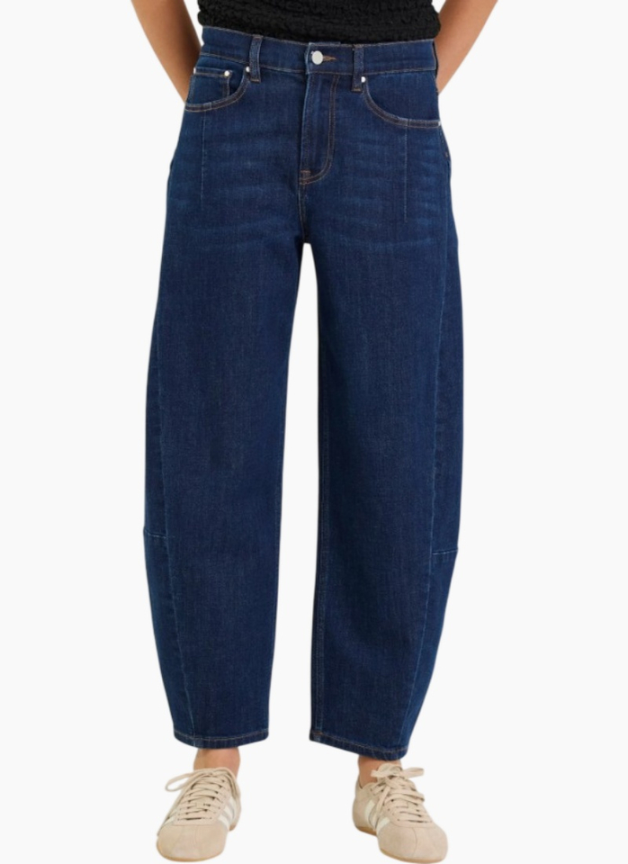 Among The Brave Graduate Mid Rise Barrel Leg Stretch - Dark Blue