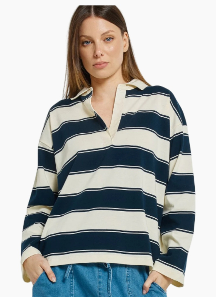 Betty Basics ROLAND RUGBY TOP NAVY