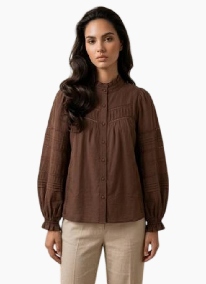 HARLEM HADLEY BLOUSE-CHOCOLATE