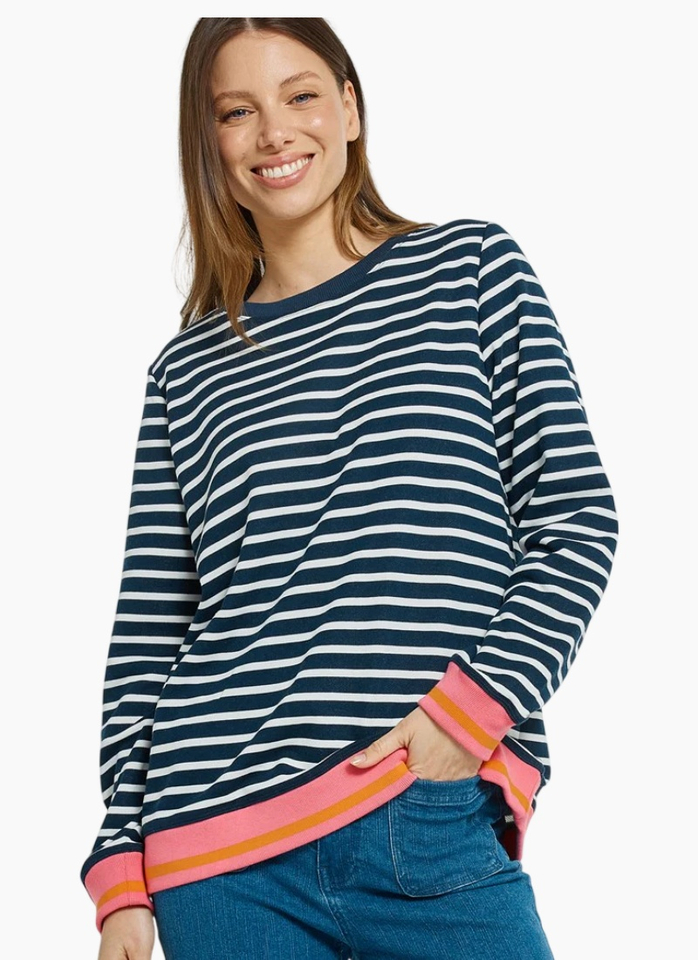 Betty Basics Tyra Sweat - Navy/White Stripe