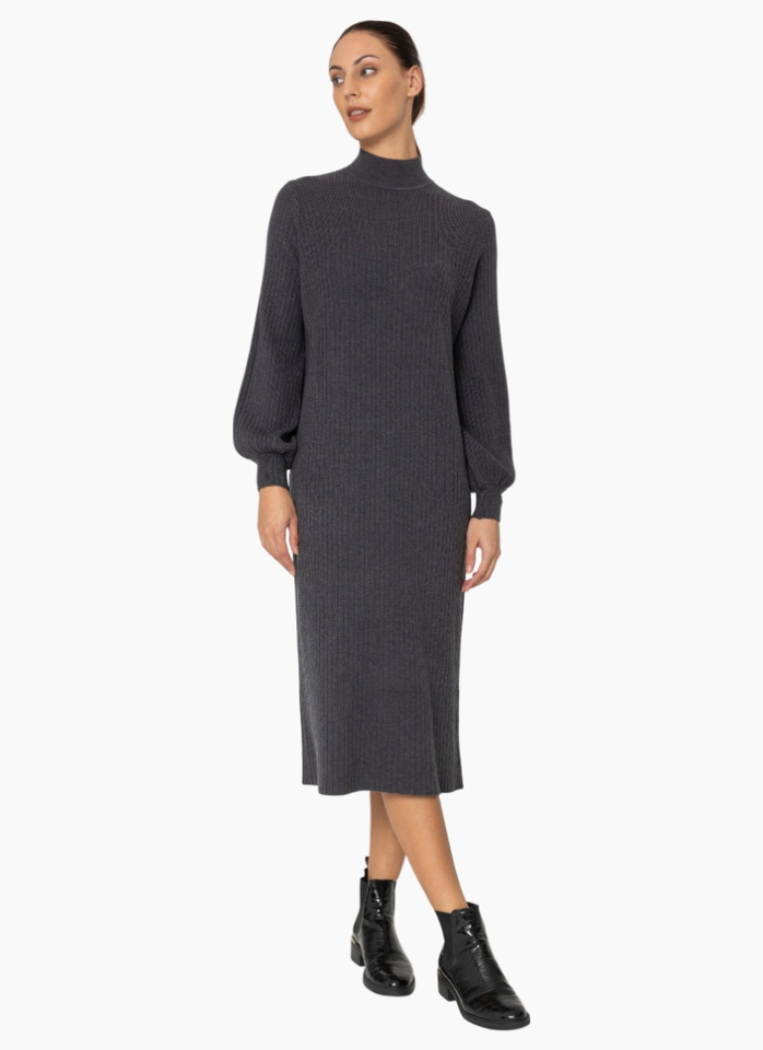Two by Two KN044 Moira Dress - Charcoal