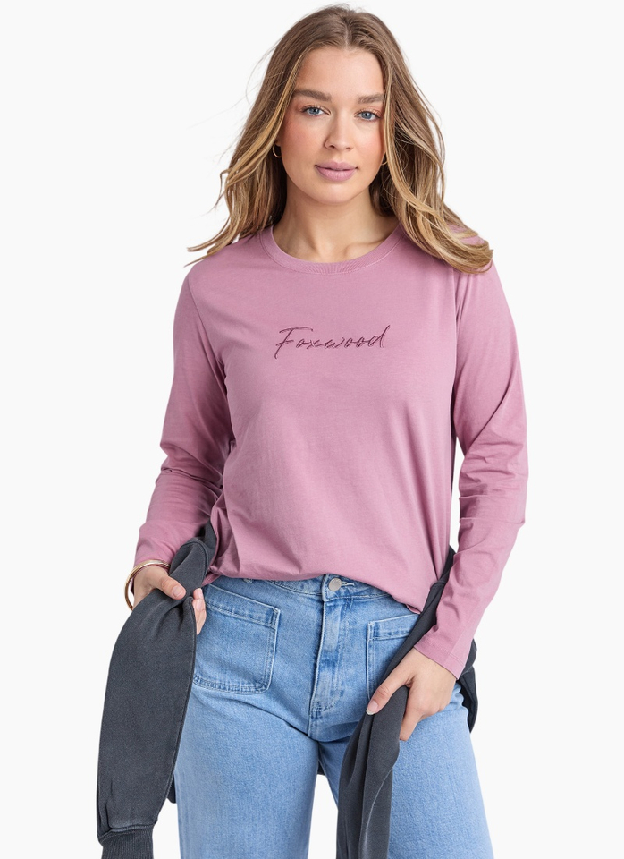 Foxwood SIGNATURE LONG SLEEVE TEE-DUSTY ROSE