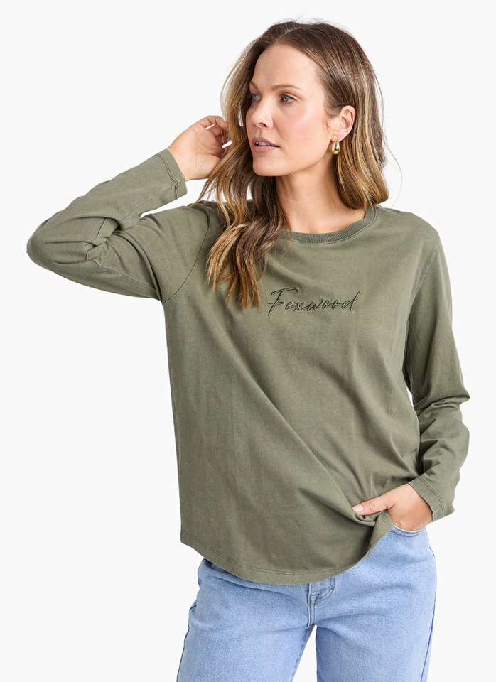 Foxwood SIGNATURE LONG SLEEVE TEE-KHAKI