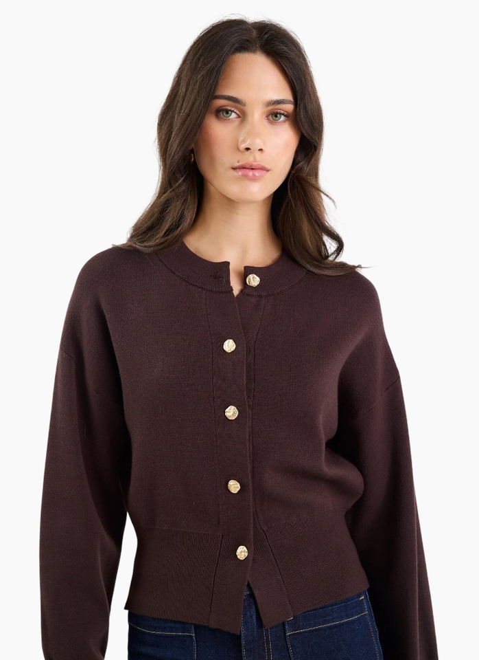 Ivy + Jack Hallmark Chocolate Crewneck Cardigan