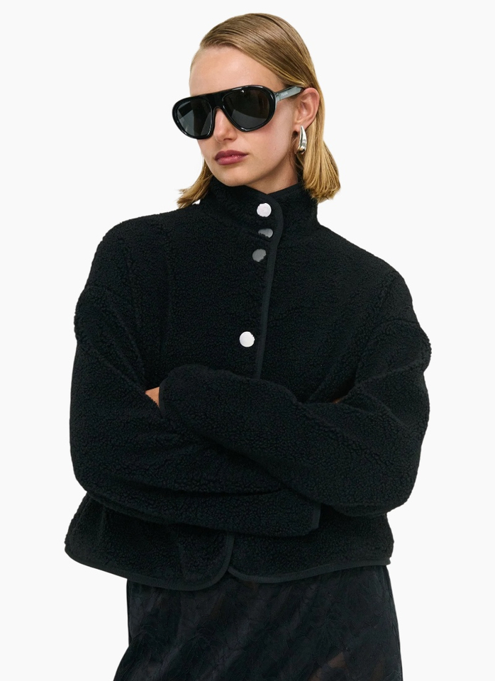 Staple the Label  Katya Crop Sherpa Jacket - Black