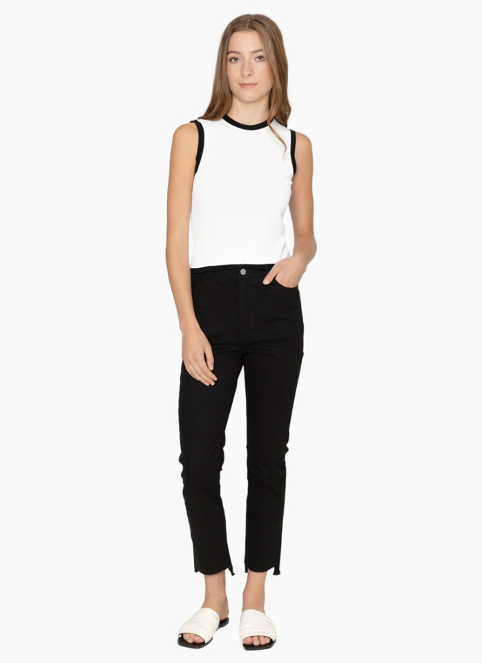 Two by Two KN1003 Cassia Top - White+Black Trim