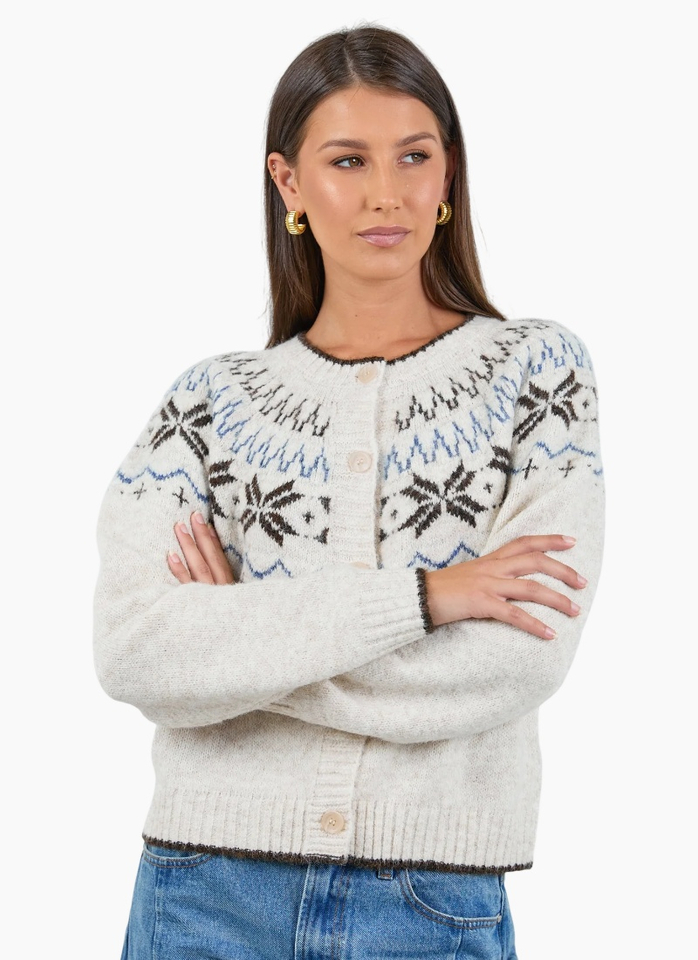 Among The Brave Shetland Oat Marle Fairisle Cardigan