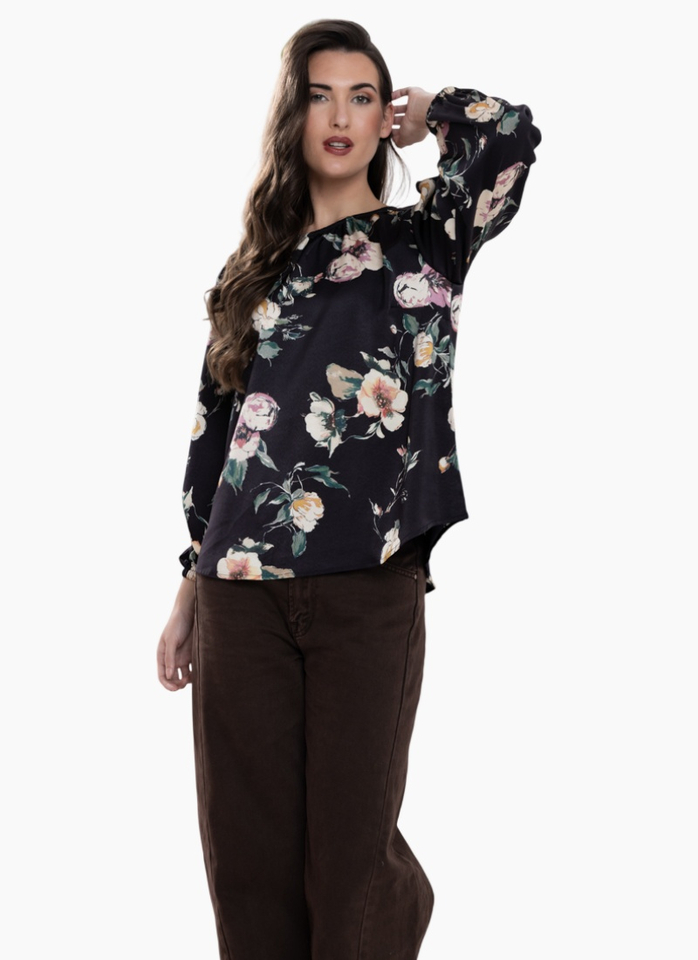Leila + Luca LORENZA BLOUSE-INK BLOOM
