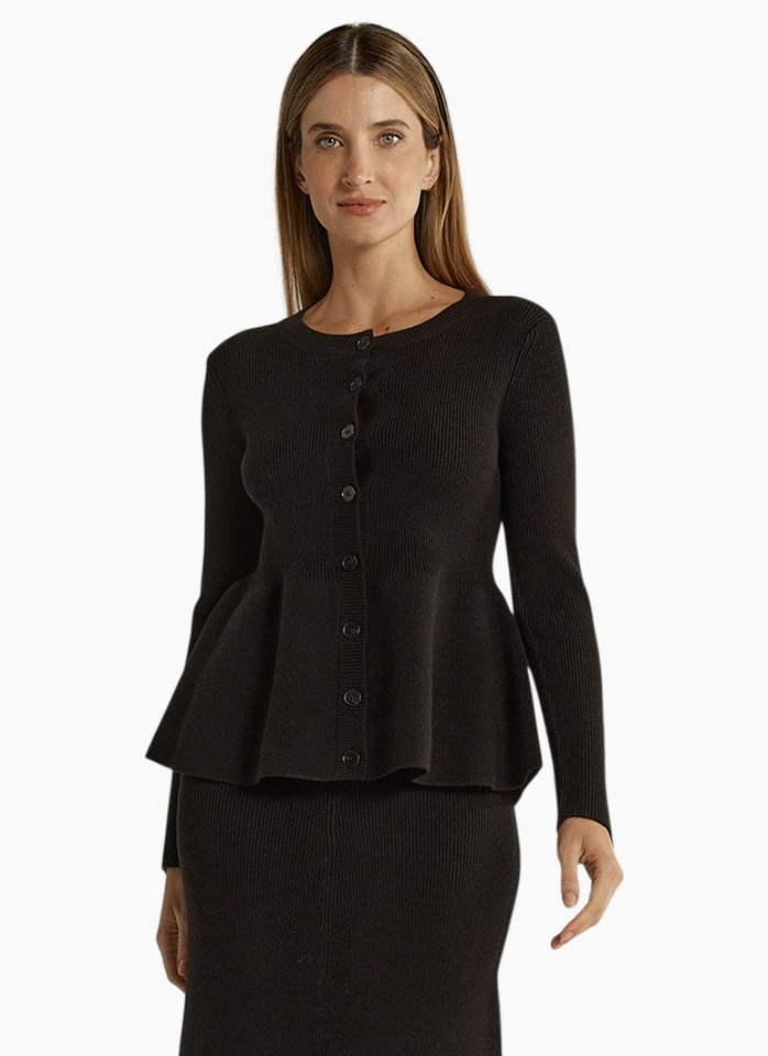 SASS Vale Peplum Cardigan Black