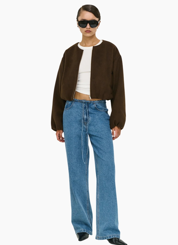 Staple the Label Alaric Cropped Jacket - Chocolate