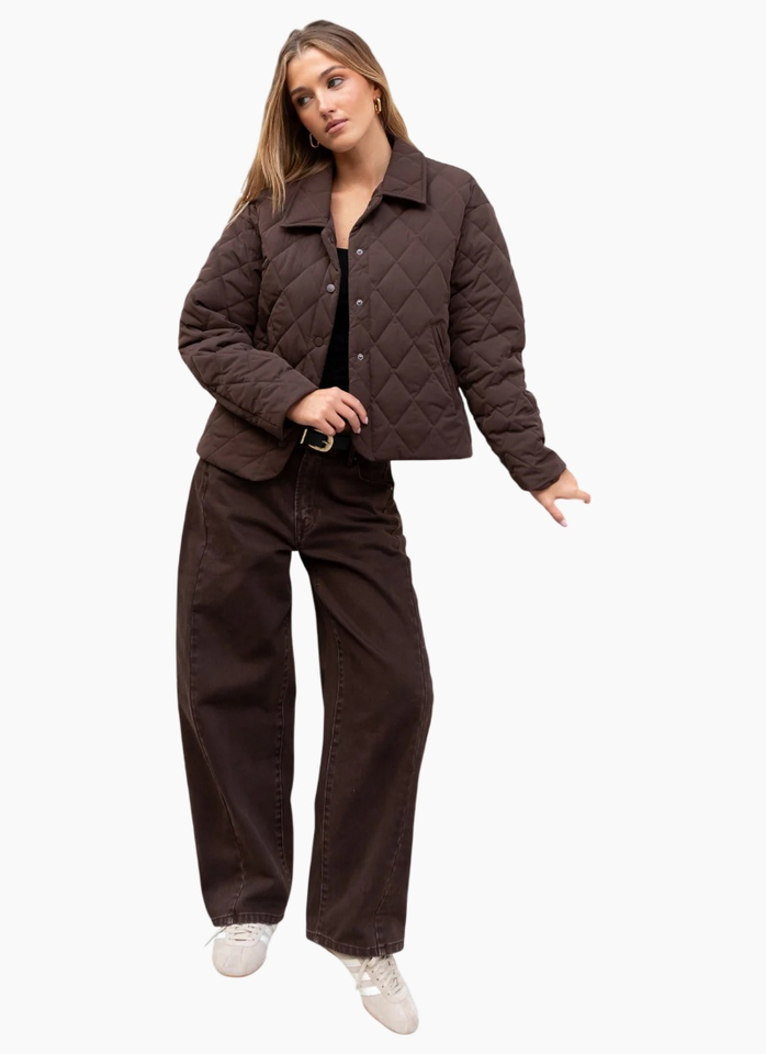 Among The Brave Varsity Chocolate Forward Seam Barrel Jeans
