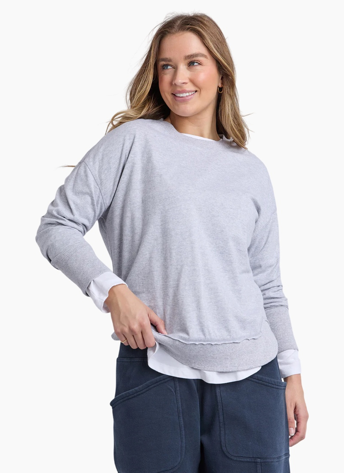 Foxwood Farrah Long Sleeve Top Grey Marle