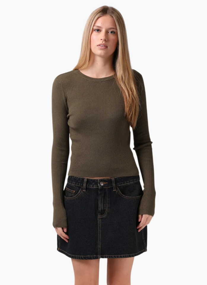 RPM Ribbed Knit Top - Olive
