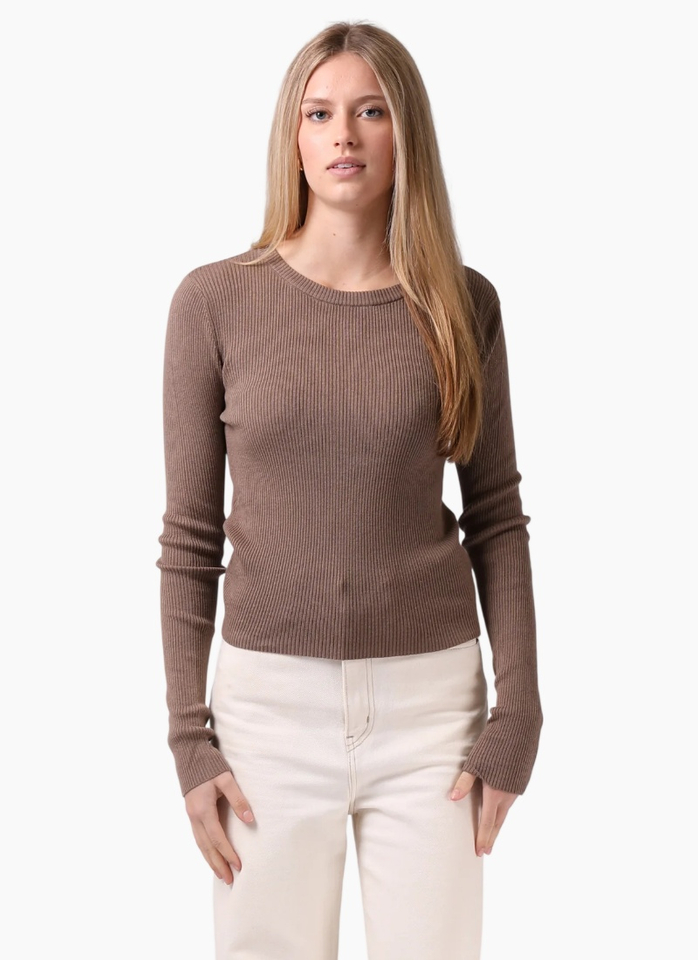 RPM Ribbed Knit Top - Taupe