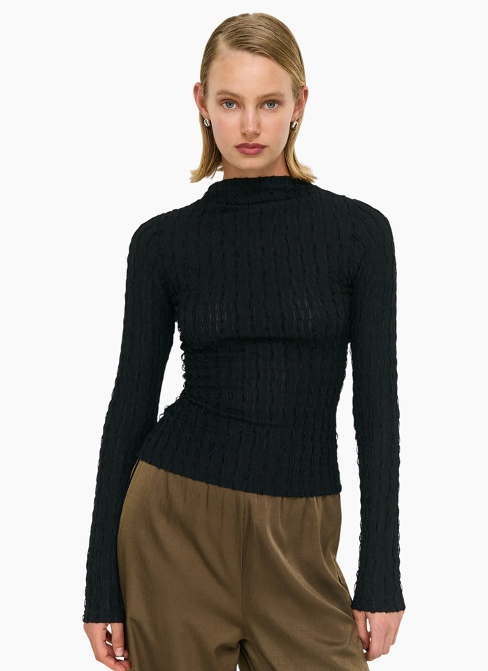 Staple the Label Drew High Neck Top - Black