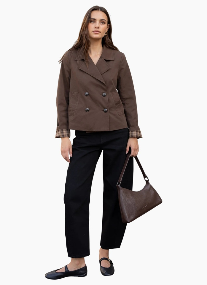 Stories Be Told Pathway Chocolate Cropped Trench
