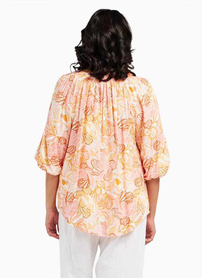 Blackstone Clothing Rose Gathered Top-Apricot Crush