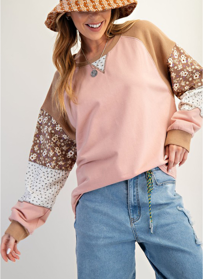 Patchwork Sleeve Pullover
