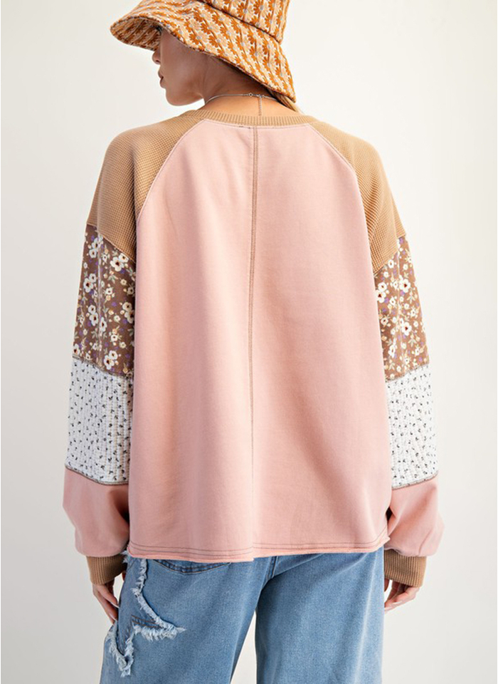 Patchwork Sleeve Pullover