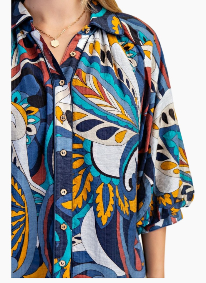 Aria Blouse - Indigo