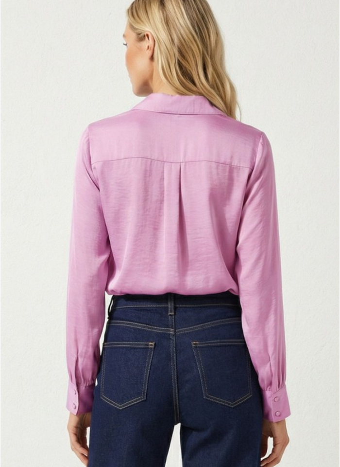 Britt Matte Satin Shirt - Off White
