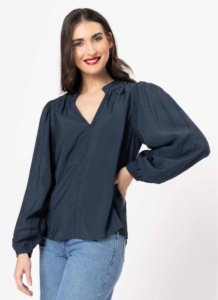Seeking Lola Sylvie Top - Steel Navy