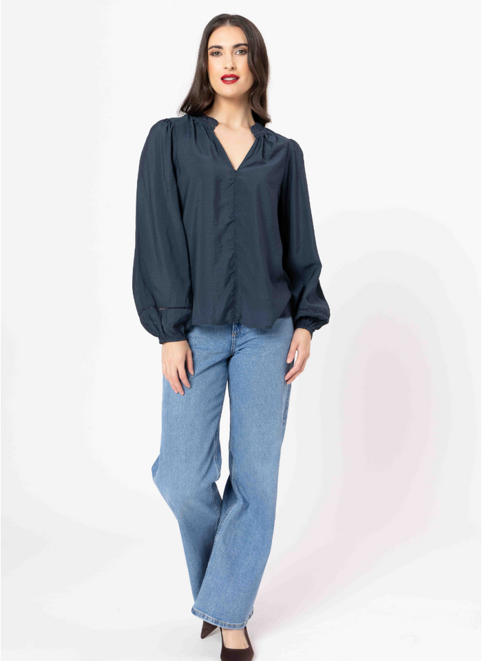 Seeking Lola Sylvie Top - Steel Navy
