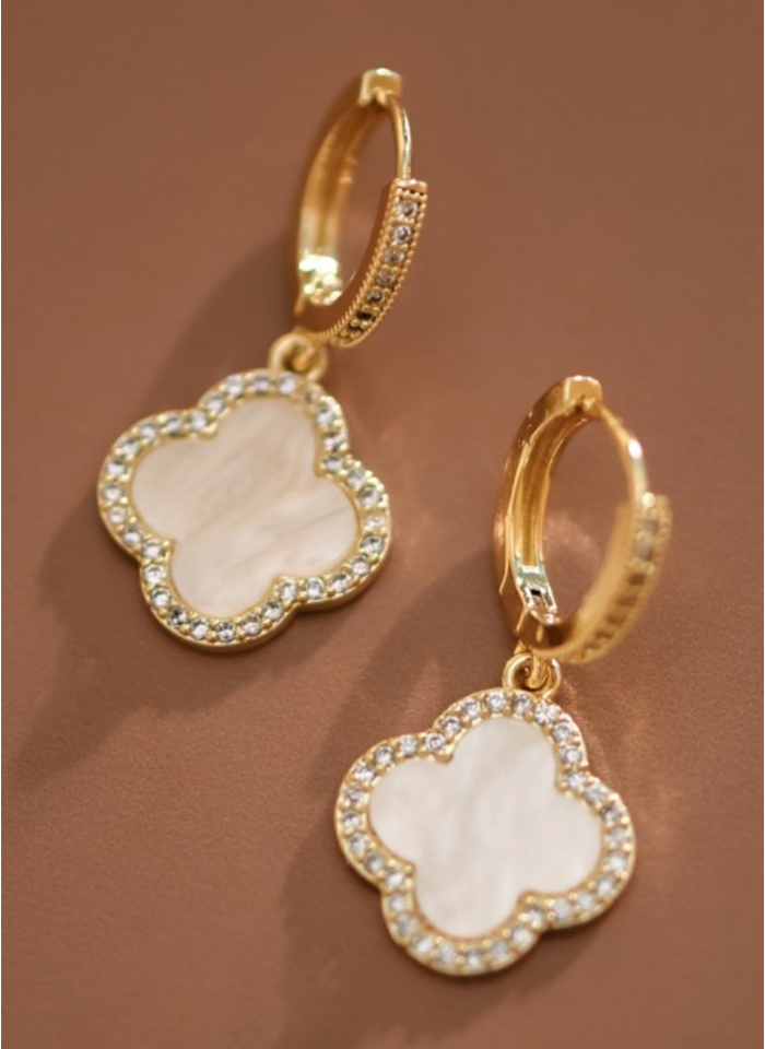White Clover Drop Earrings