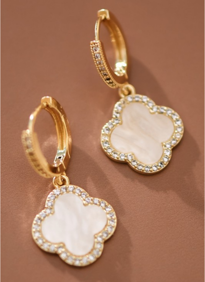 White Clover Drop Earrings