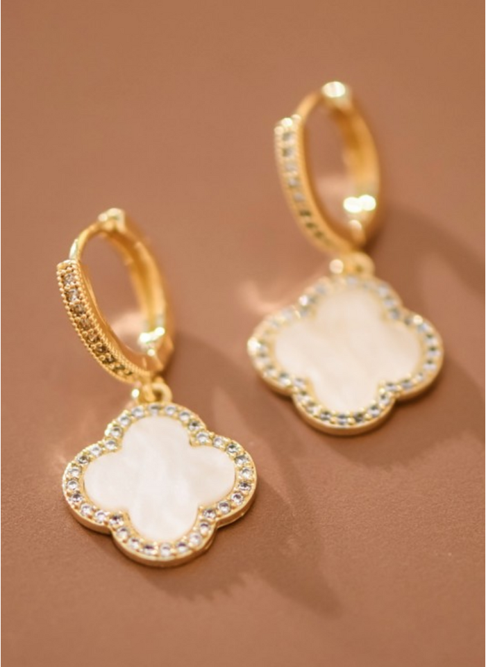White Clover Drop Earrings