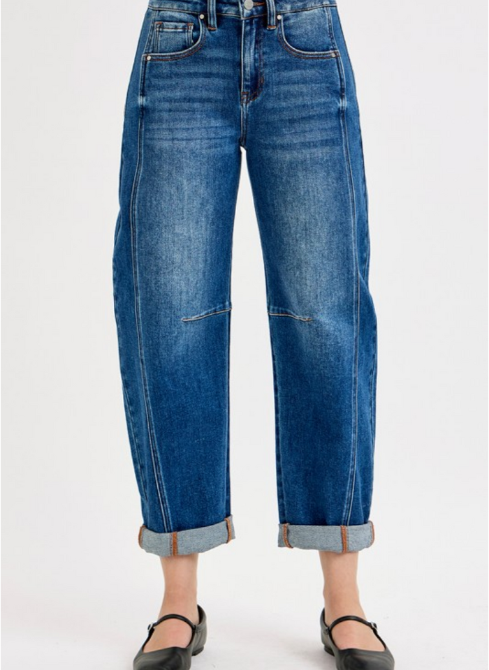 Stevie High Rise Crop Barrel Jeans