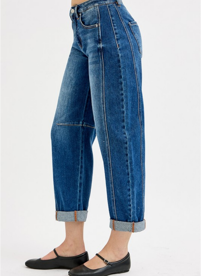 Stevie High Rise Crop Barrel Jeans