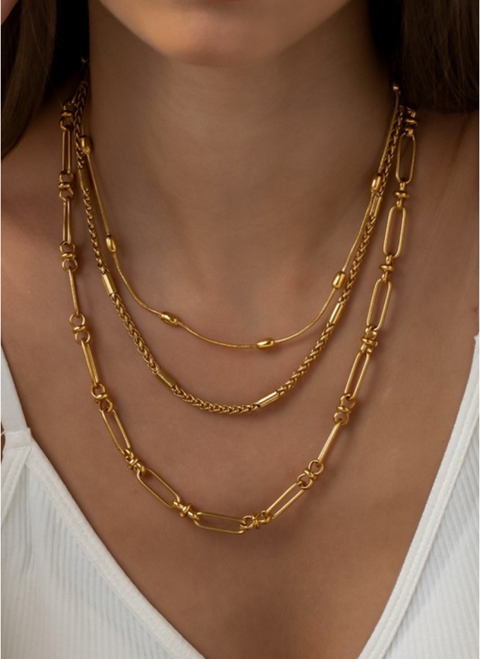 Triple Layered Chunky Chain Necklace