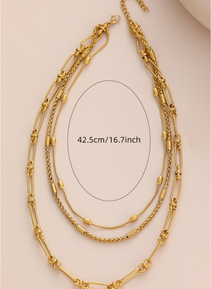 Triple Layered Chunky Chain Necklace