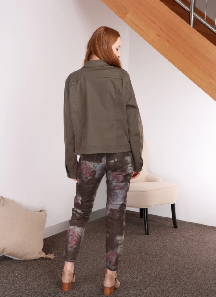 ONADO Reversible Jeans - Taupe /Pink Floral  H-101D