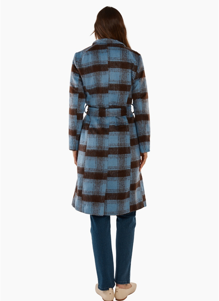 Betty Basics BRITNEY COAT-BLUE/CHOCOLATE CHECK
