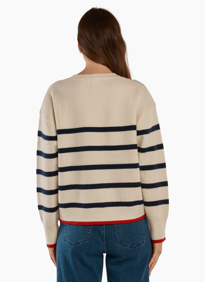 Betty Basics Leonie Knit Sweater - Navy/Off White Stripe